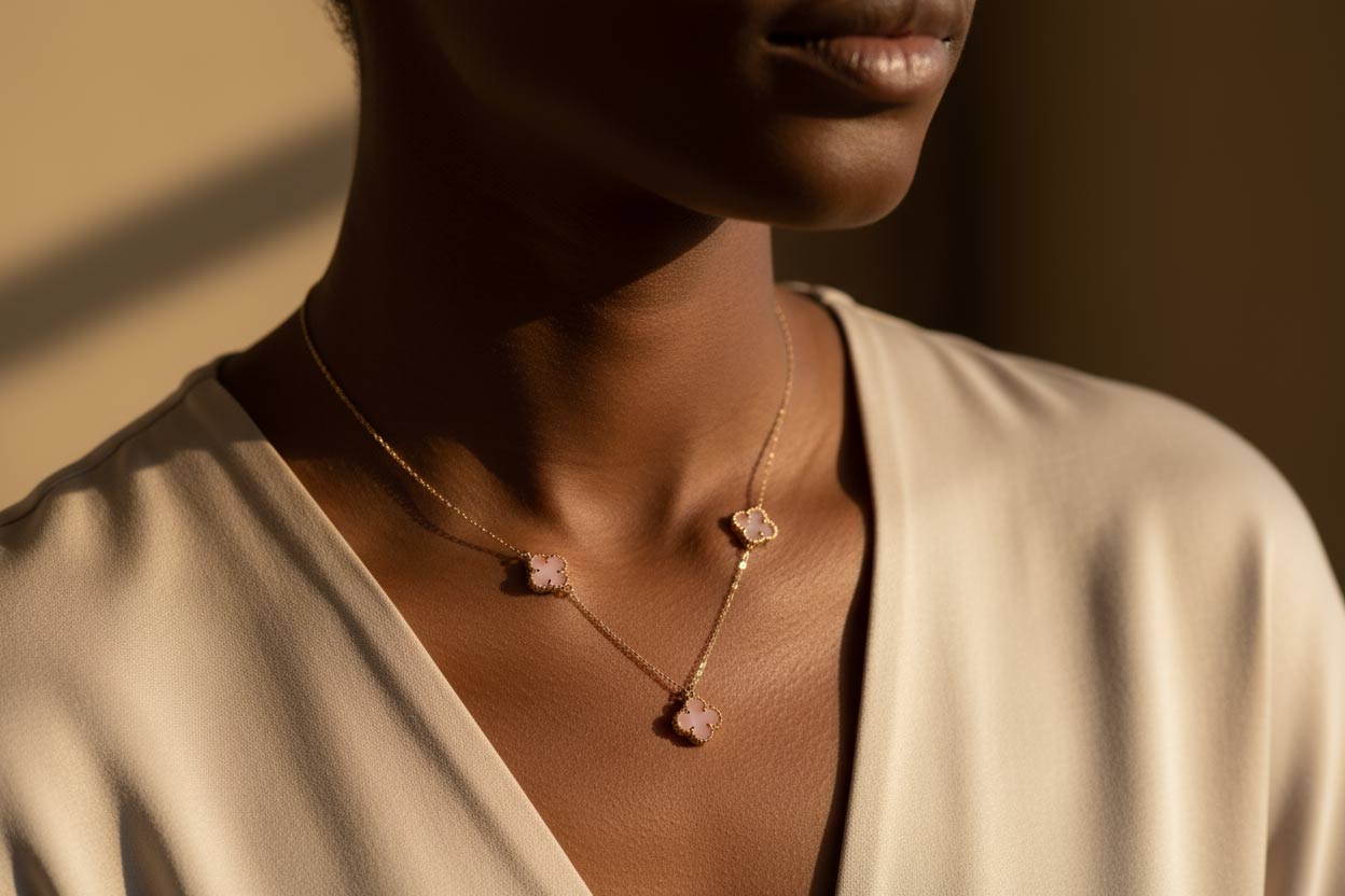 گردنبند 3 پر ونکلیف صورتی