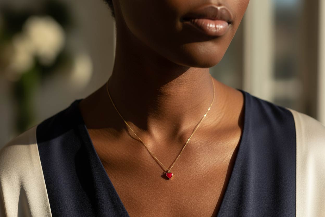 گردنبند لاو قرمز مینیمال